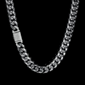 12mm Polished Round Cuban Chain Stainless Steel Necklace