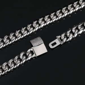 12mm Polished Round Cuban Chain Stainless Steel Necklace