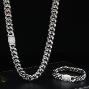 12mm Polished Round Cuban Chain Stainless Steel Necklace
