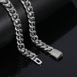 12mm Polished Round Cuban Chain Stainless Steel Necklace