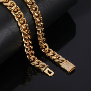 12mm Polished Round Cuban Chain Stainless Steel Necklace