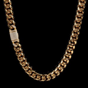 12mm Polished Round Cuban Chain Stainless Steel Necklace