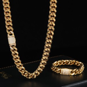 12mm Polished Round Cuban Chain Stainless Steel Necklace