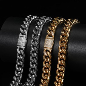 12mm Polished Round Cuban Chain Stainless Steel Necklace