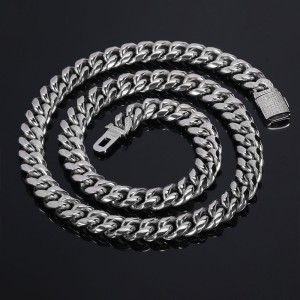 12mm Polished Round Cuban Chain Stainless Steel Necklace