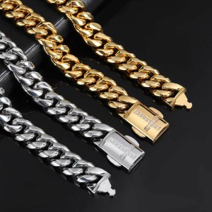 12mm Zirconia Cross Cuban Chain Stainless Steel Necklace