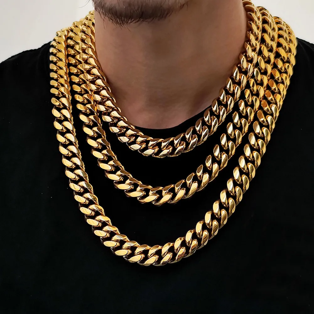 12mm Zirconia Cross Cuban Chain Stainless Steel Necklace - image1