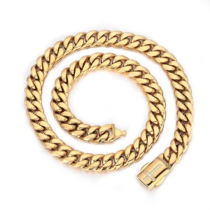 12mm Zirconia Cross Cuban Chain Stainless Steel Necklace