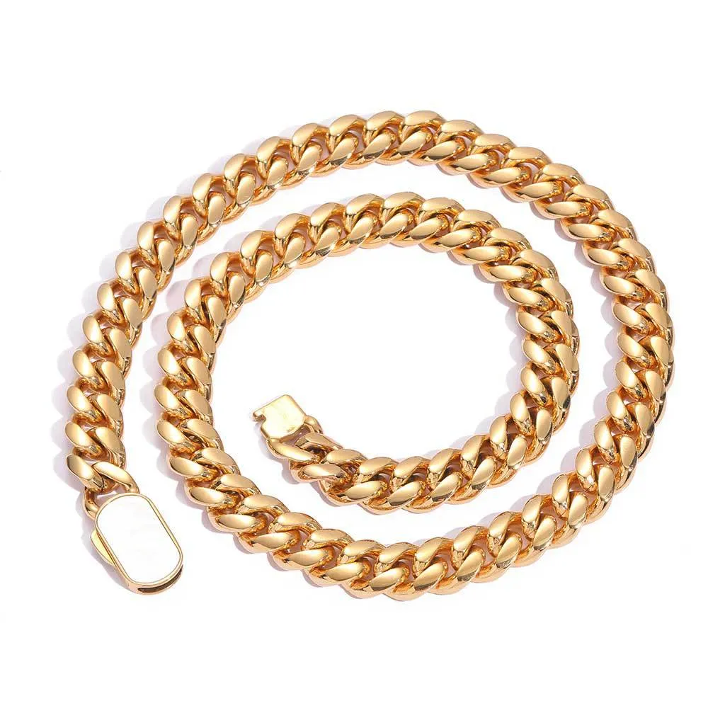 8mm/10mm/12mm Shell Clasp Cuban Chain Stainless Steel Necklace