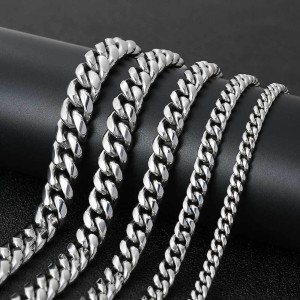 8mm/10mm/12mm Shell Clasp Cuban Chain Stainless Steel Necklace