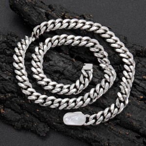 8mm/10mm/12mm Shell Clasp Cuban Chain Stainless Steel Necklace