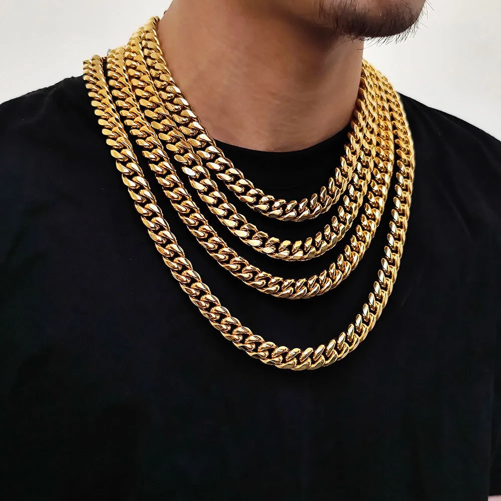 8mm/10mm/12mm Shell Clasp Cuban Chain Stainless Steel Necklace - image1