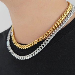 8mm/10mm/12mm Shell Clasp Cuban Chain Stainless Steel Necklace