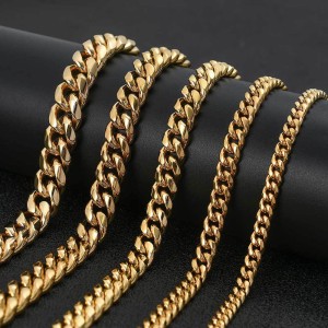 8mm/10mm/12mm Shell Clasp Cuban Chain Stainless Steel Necklace