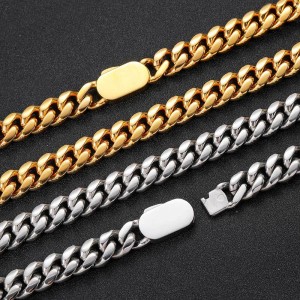8mm/10mm/12mm Shell Clasp Cuban Chain Stainless Steel Necklace