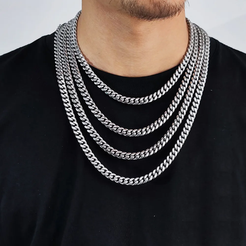 8mm/10mm/12mm Shell Clasp Cuban Chain Stainless Steel Necklace - image2
