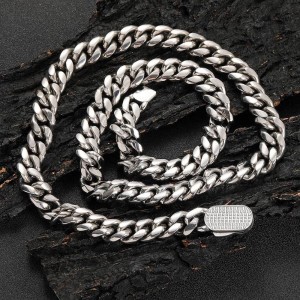 6mm/8mm/10mm/12mm Zirconia Clasp Cuban Chain Stainless Steel Necklace