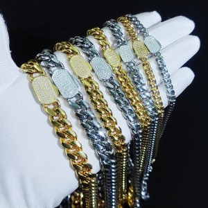 6mm/8mm/10mm/12mm Zirconia Clasp Cuban Chain Stainless Steel Necklace