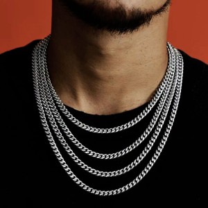 4mm/5mm/6mm/7mm/8mm/9mm Man Cuban Chain Stainless Steel Necklace