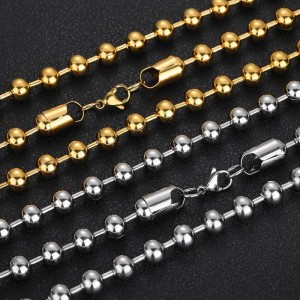 8mm Bead Ball Chains Stainless Steel Necklace