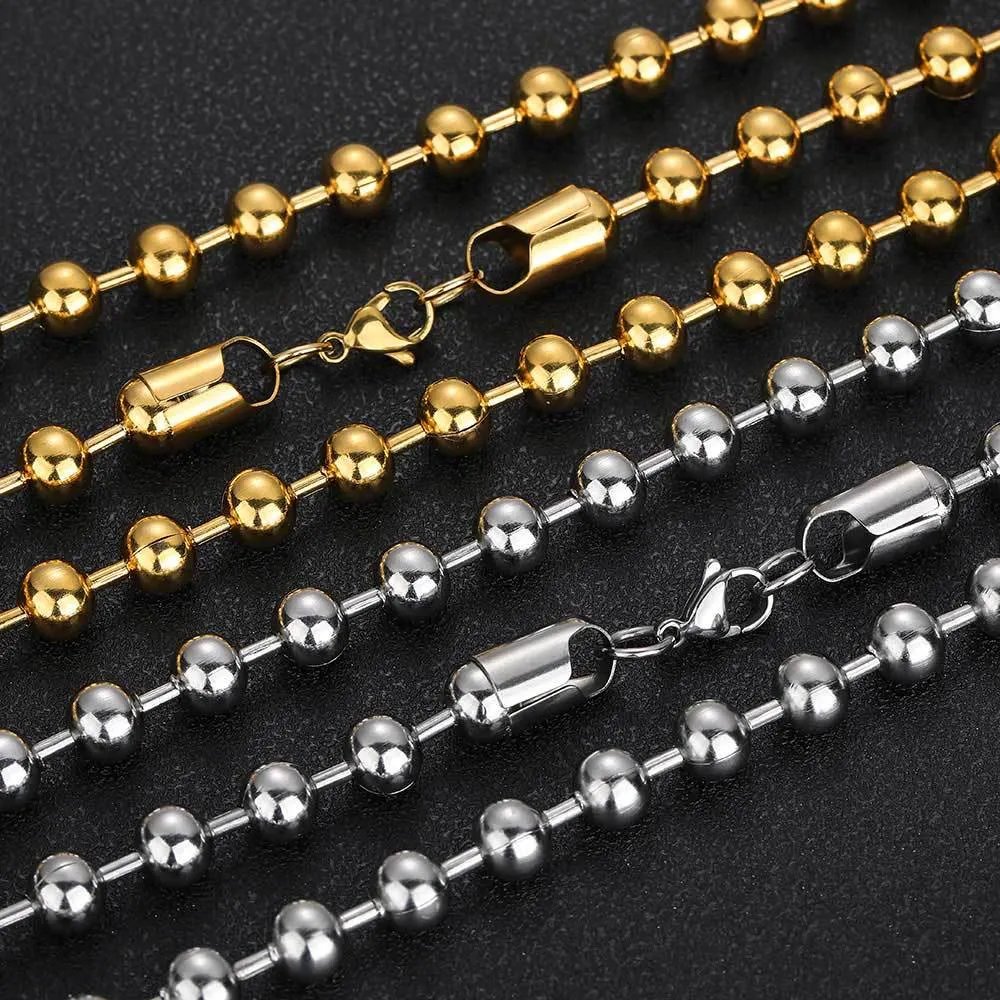 8mm Bead Ball Chains Stainless Steel Necklace - image2