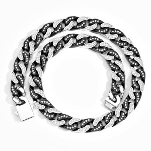 12mm Unique Zirconia Cuban Chain Stainless Steel Necklace