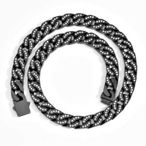 12mm Unique Zirconia Cuban Chain Stainless Steel Necklace