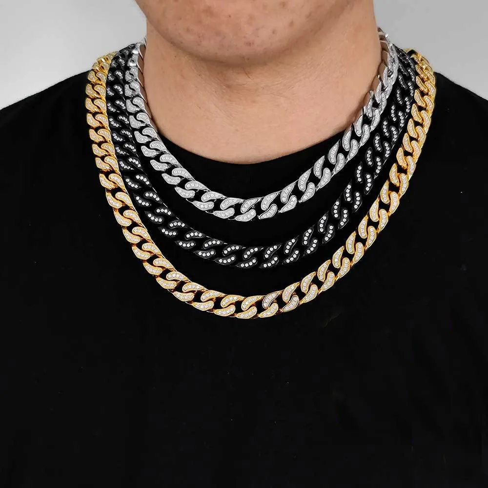 12mm Unique Zirconia Cuban Chain Stainless Steel Necklace - image2