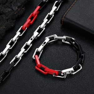 9mm Rectangle Bamboo Chain Stainless Steel Necklace