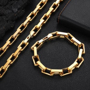 9mm Rectangle Bamboo Chain Stainless Steel Necklace