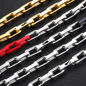 9mm Rectangle Bamboo Chain Stainless Steel Necklace