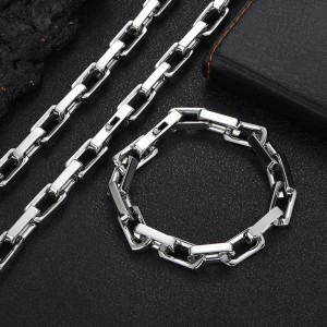 9mm Rectangle Bamboo Chain Stainless Steel Necklace