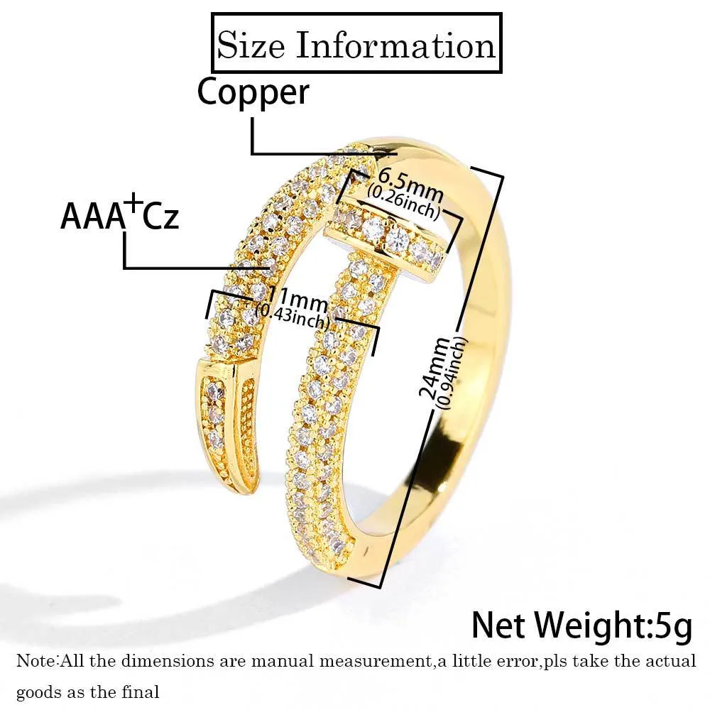 Zirconia Spike Hip Hop Brass Ring - image2