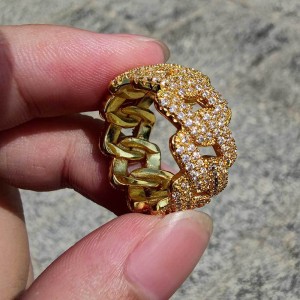 11mm Zirconia Chain Link Hip Hop Ring