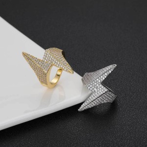 Zirconia Lightning Hip Hop Ring