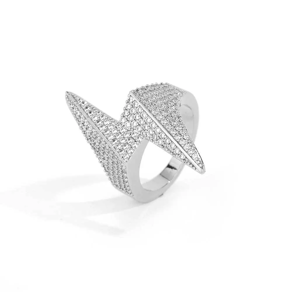 Zirconia Lightning Hip Hop Ring