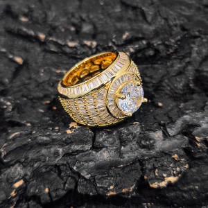 Mixed Zirconia Round Stone Man Hip Hop Ring