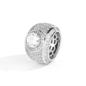 Mixed Zirconia Round Stone Man Hip Hop Ring